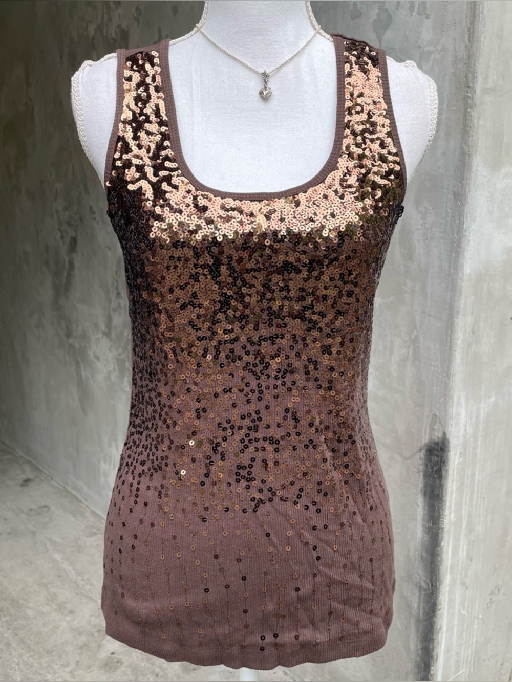 NWT Deadstock y2k Brown Sequin Tank Top